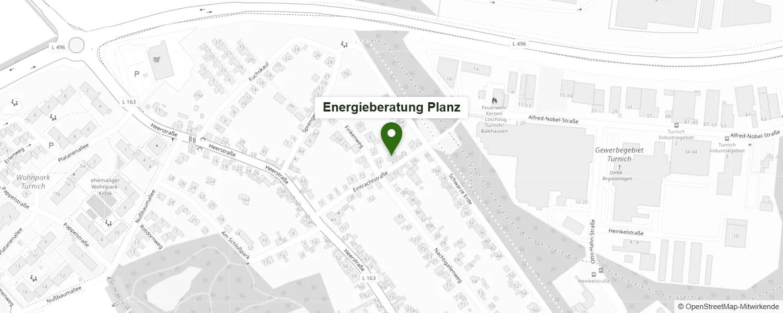 Karte: Energieberatung Planz, Eintrachtstraße 21 in Kerpen-Türnich